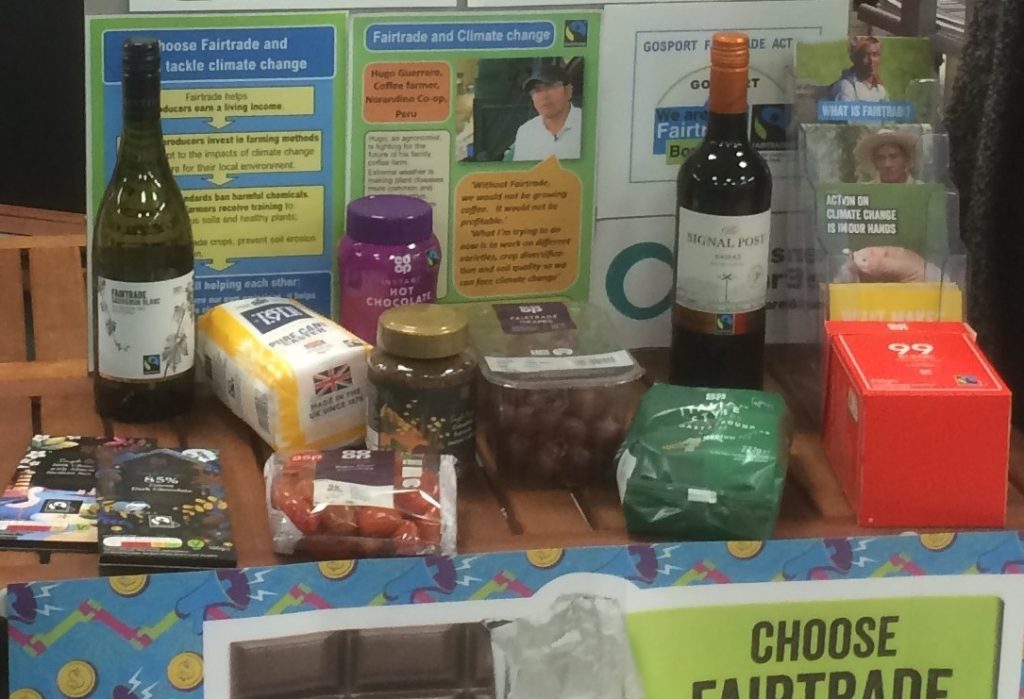 Fairtrade products on a display table